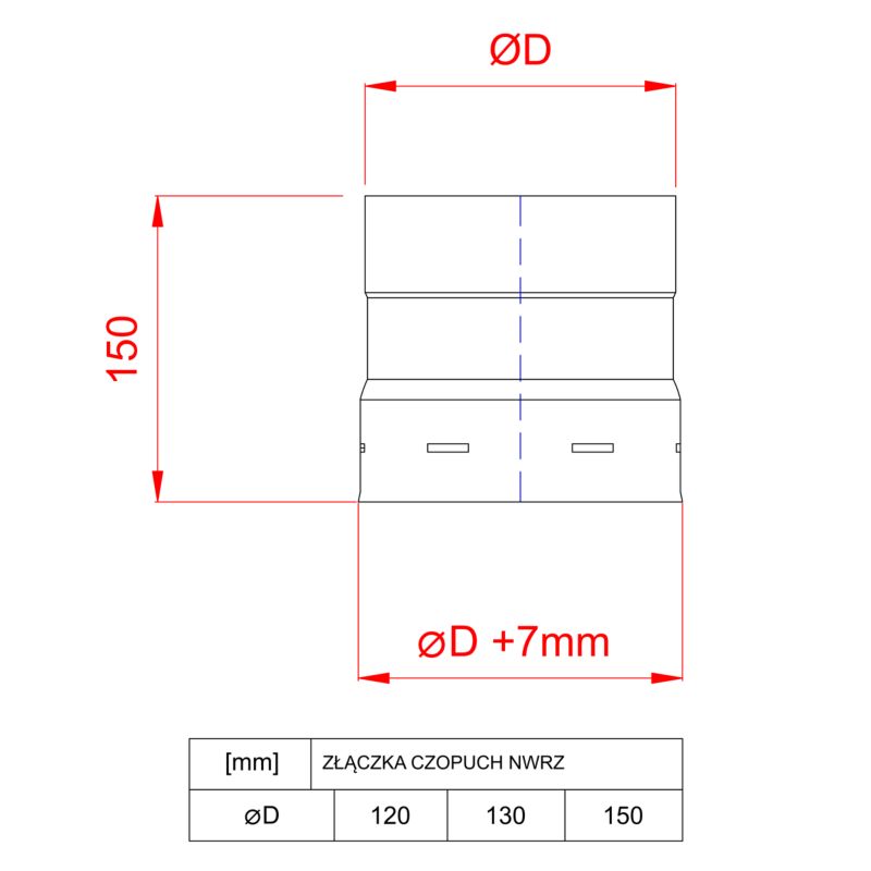 Røgrørsadapter Ø120 mm KW-ZL-120-CZOP