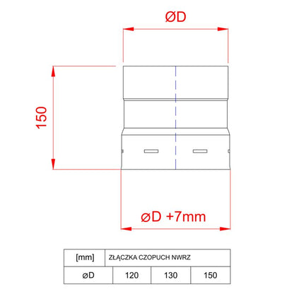 Røgrørsadapter Ø120 mm KW-ZL-120-CZOP