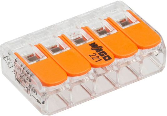 Universal klemme 221 Ledsystems 5 x 0,2-4 mm², 6 stk.