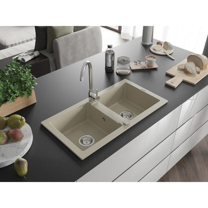 2‑kammers granitvask Mexen 820 mm Mario beige