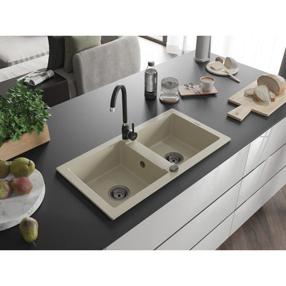 Mexen 2-kammers granitvask 820 x 436 Mario beige