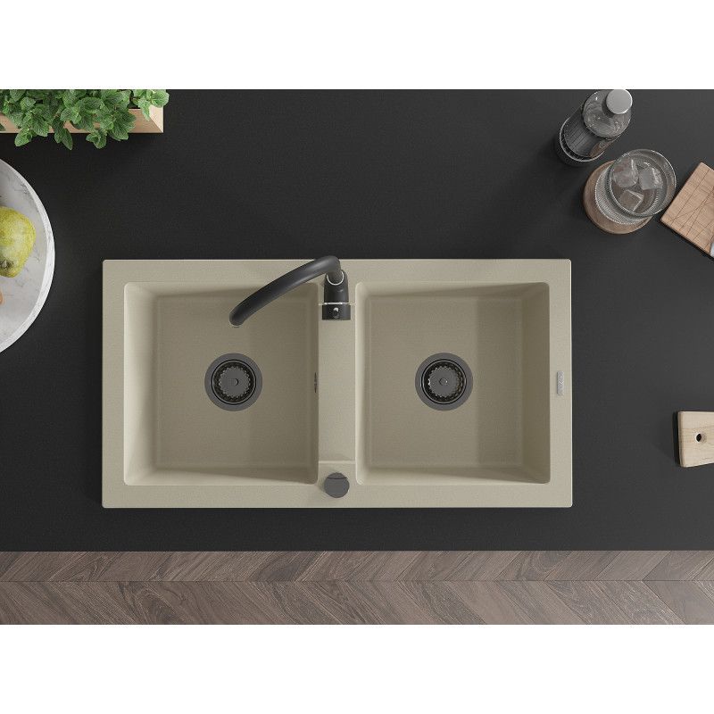 Mexen 2-kammers granitvask 820 x 436 Mario beige