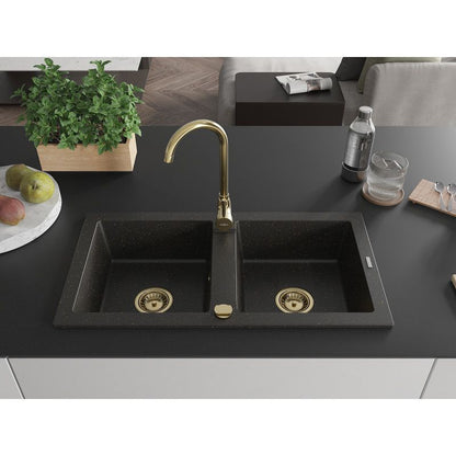 2-komfur granitskyllebræt Mexen 820 x 436 Mario sort/guld