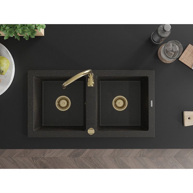 2-komfur granitskyllebræt Mexen 820 x 436 Mario sort/guld