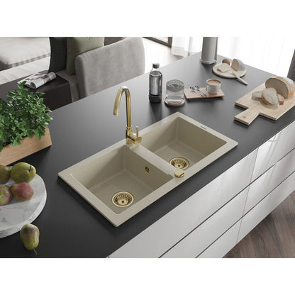 2-kammers granitvask Mexen 82x43, Mario, beige
