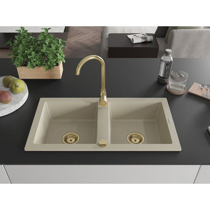 2-kammers granitvask Mexen 82x43, Mario, beige