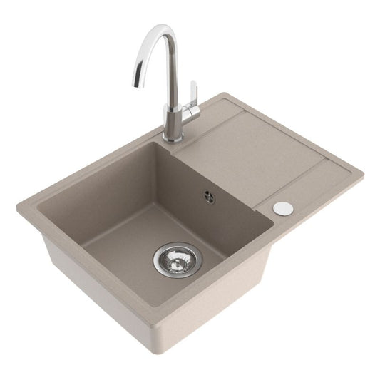 Axis Modi 1‑kammers vask med afløbsplade og armatur i beige onyx