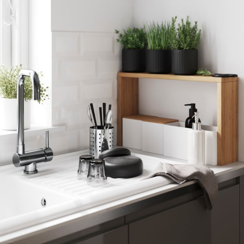 Cooke&Lewis Burbank keramisk vask med 1 kum og afløbsplade i hvid