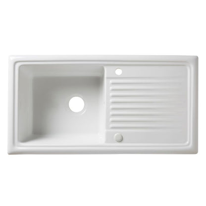 Cooke&Lewis Burbank keramisk vask med 1 kum og afløbsplade i hvid