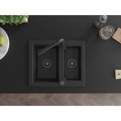 Granitvask 1,5-kammer Mexen Carlos med køkkenarmatur Duero sort 1 sæt