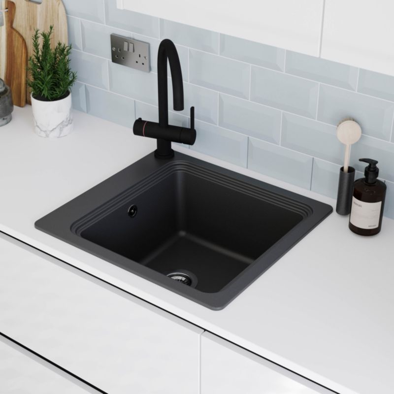 GoodHome Romesco granitvask 1-kammer sort