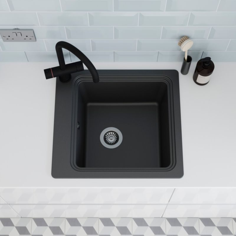 GoodHome Romesco granitvask 1-kammer sort