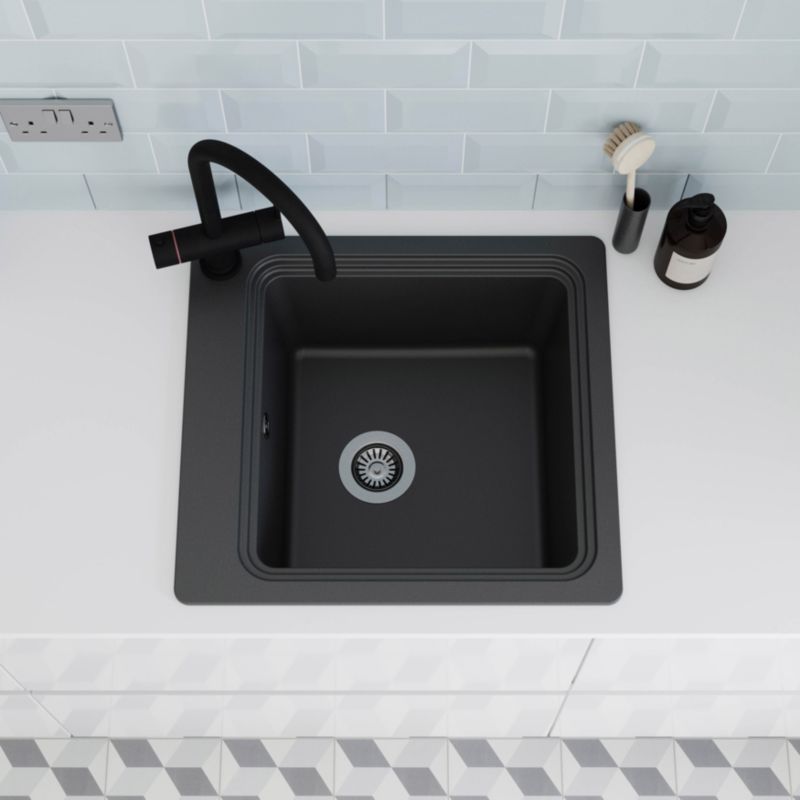 GoodHome Romesco granitvask 1-kammer sort
