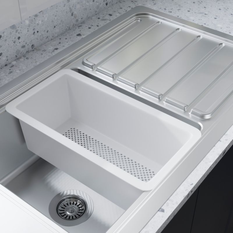 GoodHome Romesco 1-kammers stålvask med lang afdrypningsplade