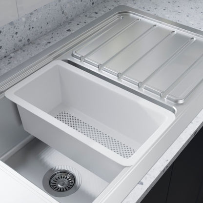 GoodHome Romesco 1-kammers stålvask med lang afdrypningsplade