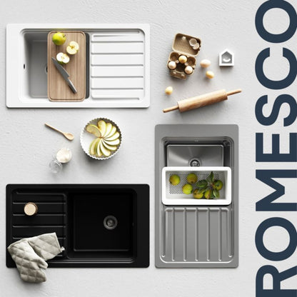GoodHome Romesco 1-kammers stålvask med lang afdrypningsplade