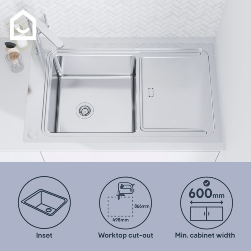 GoodHome Romesco Linea stålvask med 1 kum og afløbsplade