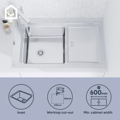 GoodHome Romesco Linea stålvask med 1 kum og afløbsplade