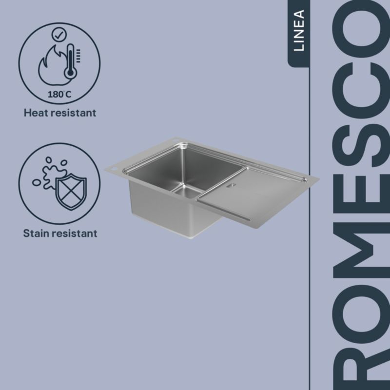 GoodHome Romesco Linea stålvask med 1 kum og afløbsplade