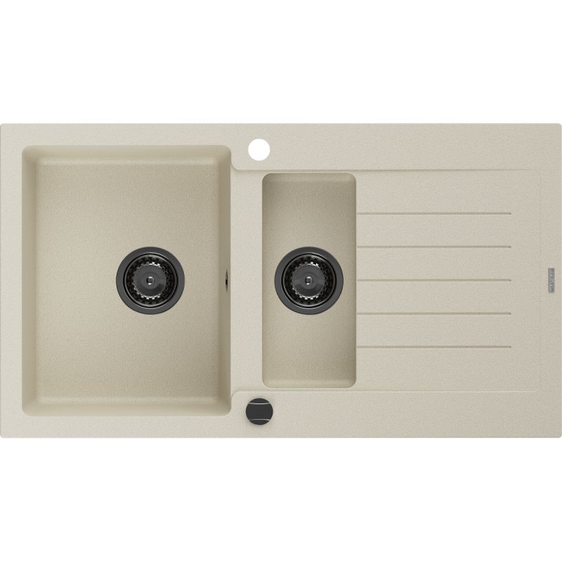 Mexen Matias 1,5-kammers granitvask med afløbsplads 900 x 505 mm, beige, 1 stk.