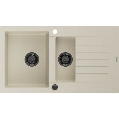 Mexen Matias 1,5-kammers granitvask med afløbsplads 900 x 505 mm, beige, 1 stk.
