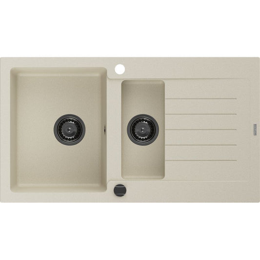 Mexen Matias 1,5-kammers granitvask med afløbsplads 900 x 505 mm, beige, 1 stk.