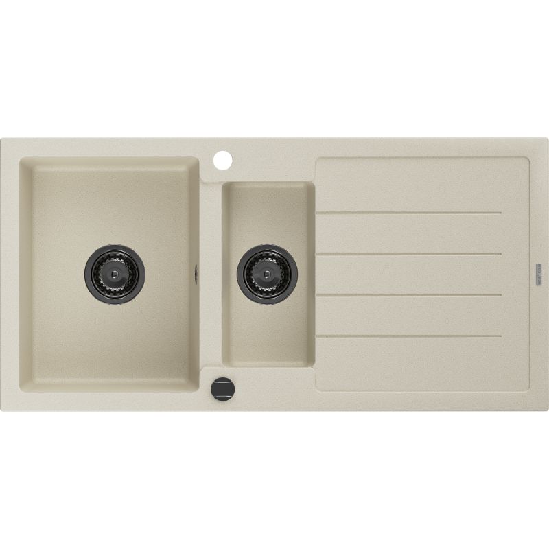 Granitsænke med afløbsplade, 1,5-kammer Mexen 1000x500 Andres beige, 1 stk.