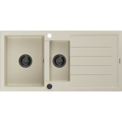 Granitsænke med afløbsplade, 1,5-kammer Mexen 1000x500 Andres beige, 1 stk.