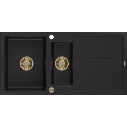 Granitskål med afløb, 1,5-kammer Mexen 1000x500 Andres sort, 1 stk.