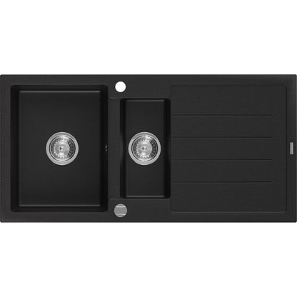 Granitskål med afløb, 1,5-kammer Mexen 1000x500 Andres sort, 1 stk.