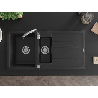 Granitskål med afløb, 1,5-kammer Mexen 1000x500 Andres sort, 1 stk.