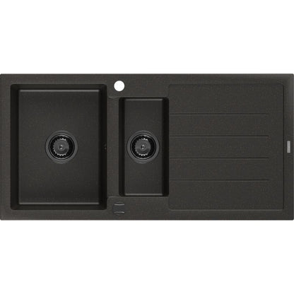 Granitsænke med afløbsplade, 1,5-kammer Mexen 1000x500 mm Andres sort-guld, 1 stk.