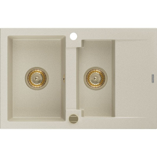 Mexen Gaspar 1,5-kammers granitvask med afløbsplade 737 x 475 mm, beige, 1 stk.