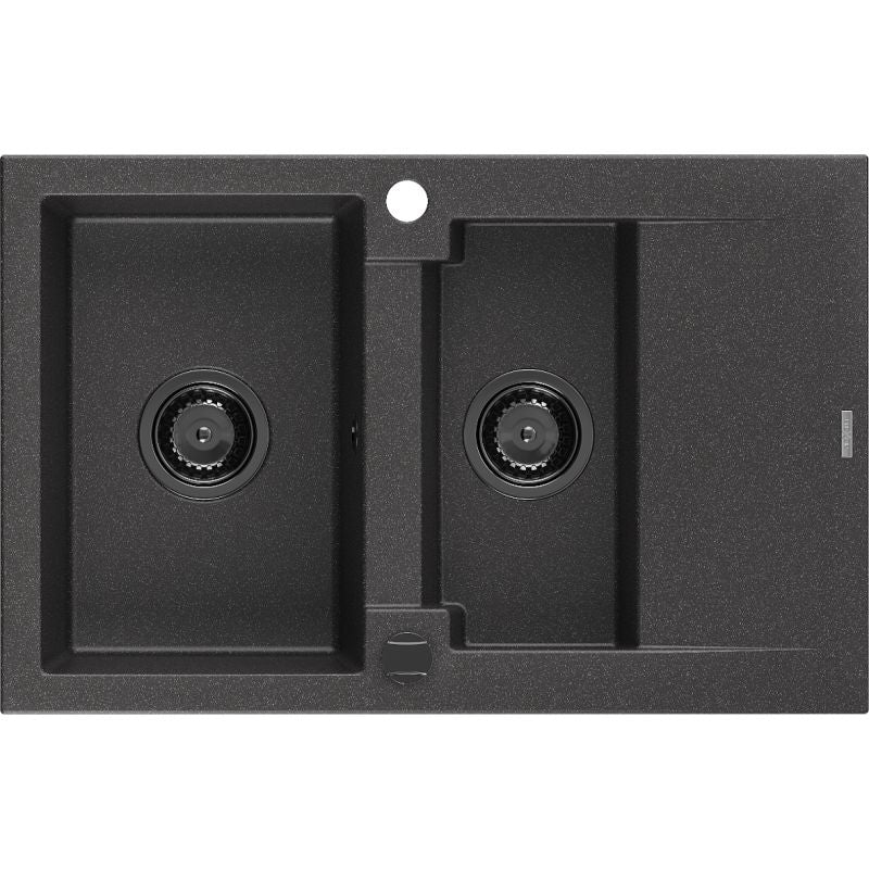 Mexen Gaspar 1,5-kammers granitvask med afløbsplads 737x475 sort, 1 stk.