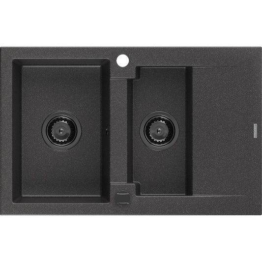 Mexen Gaspar 1,5-kammers granitvask med afløbsplads 737x475 sort, 1 stk.