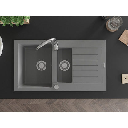 Granitsink med afløb 1,5-kammers Mexen 900 x 505 Matias grå 1 stk.