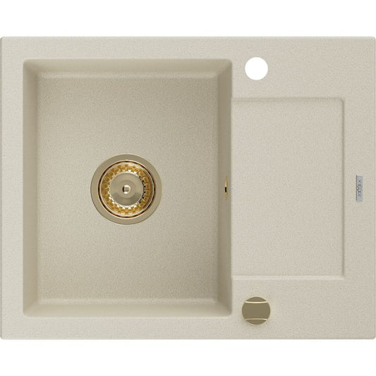 Granitsæbe med afløbsplads 1-kammer Mexen 576 x 465 Enzo, beige 1 stk.