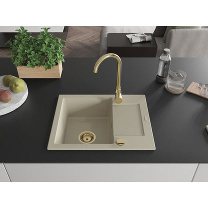 Granitsæbe med afløbsplads 1-kammer Mexen 576 x 465 Enzo, beige 1 stk.