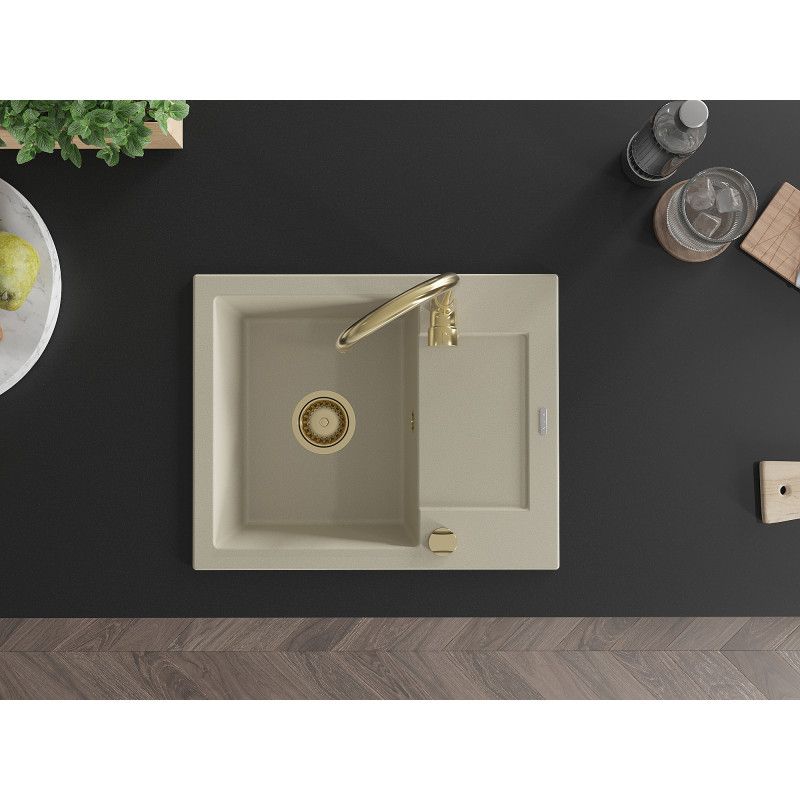 Granitsæbe med afløbsplads 1-kammer Mexen 576 x 465 Enzo, beige 1 stk.