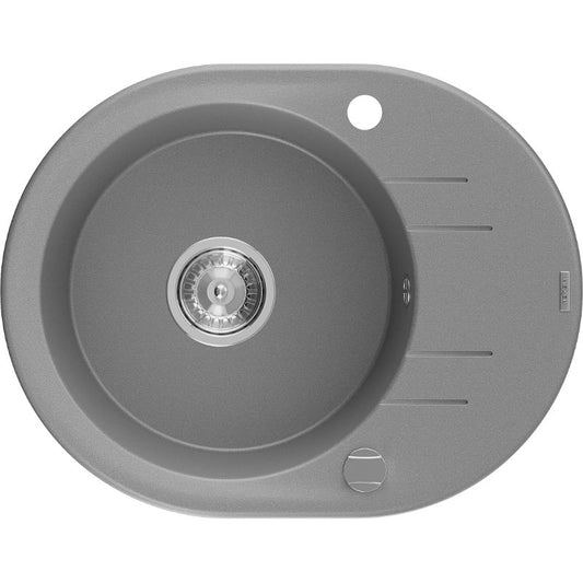 Granitvask med afløb 1-kammer Mexen 586 x 458 mm Kevin grå 1 stk.