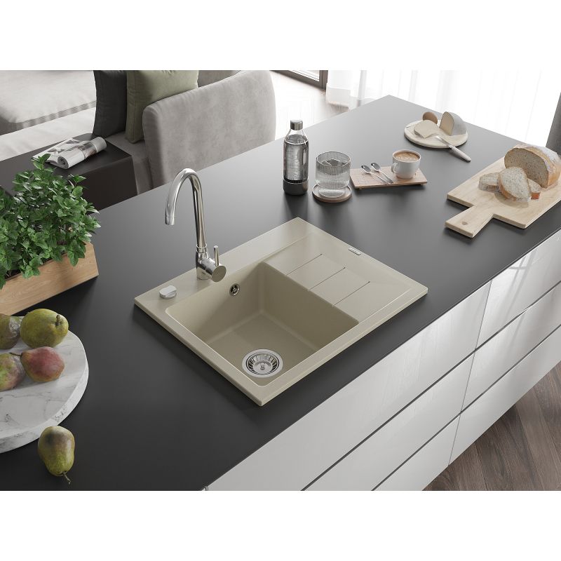 Granitsink med afløbsplads 1-kammer Mexen 600x500 Ben Beige 1 stk.