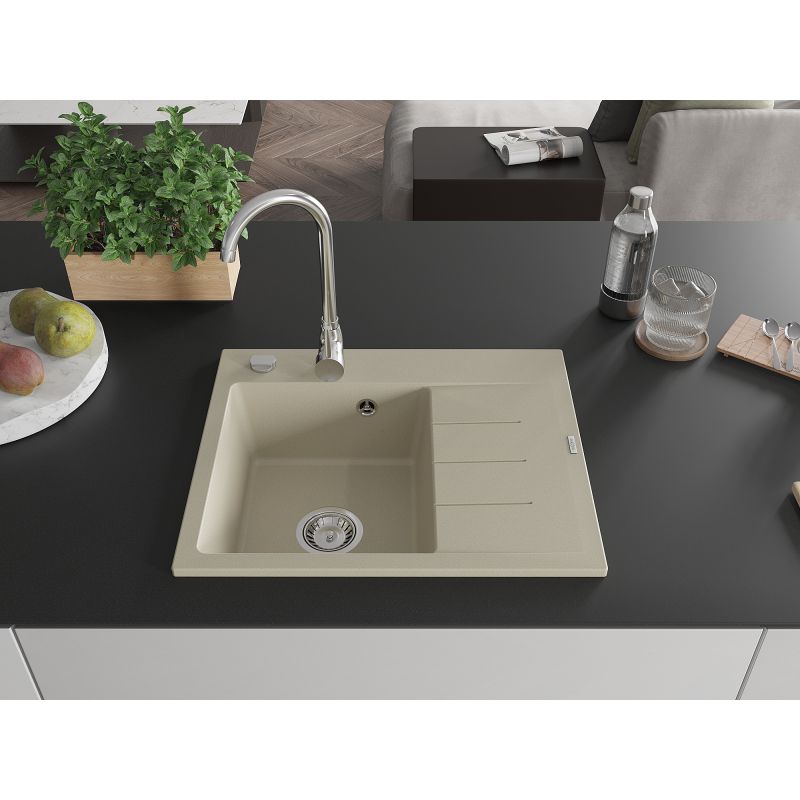 Granitsink med afløbsplads 1-kammer Mexen 600x500 Ben Beige 1 stk.