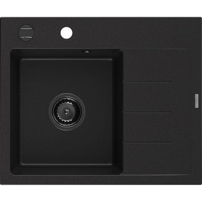 Mexen 1‑kammers granitvask med afløbsplade 600x500 Ben sort 1 stk.