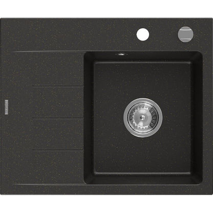 Mexen 1‑kammers granitvask med afløbsplade 600 x 500 mm Ben sort‑guld 1 stk.