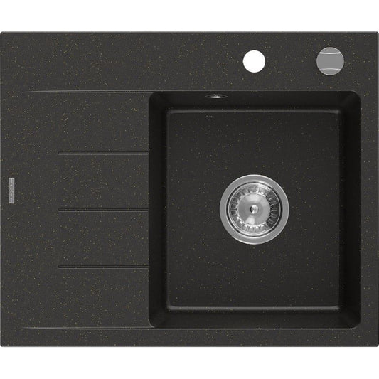 Mexen 1‑kammers granitvask med afløbsplade 600 x 500 mm Ben sort‑guld 1 stk.