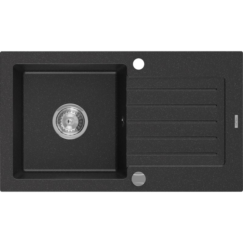 Granitsinglevask med afløbsplade 1-kammer Mexen 752 x 436 mm Pablo sort/grå 1 stk.