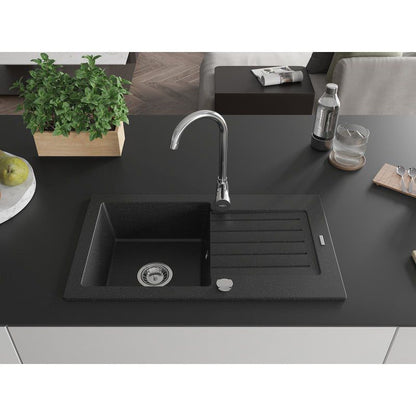 Granitsinglevask med afløbsplade 1-kammer Mexen 752 x 436 mm Pablo sort/grå 1 stk.