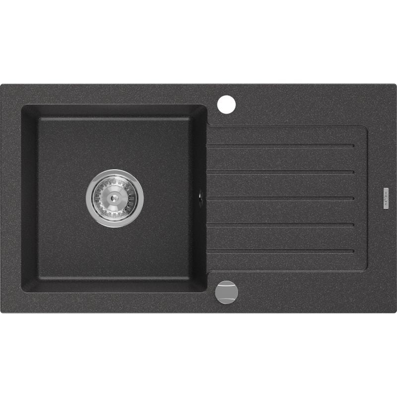 Granitsænke med afløbsplade, 1-kammer Mexen 752 x 436 mm Pablo sort, 1 stk.
