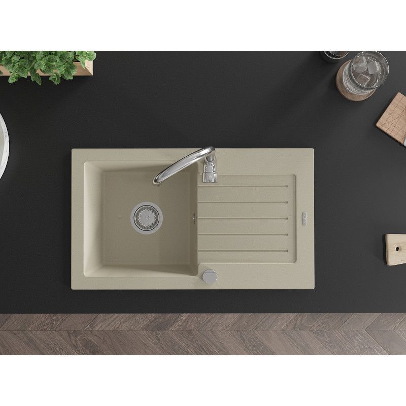 Granitsink med 1 kumme og afløbsplade Mexen 752x436 Pablo Beige 1 stk.