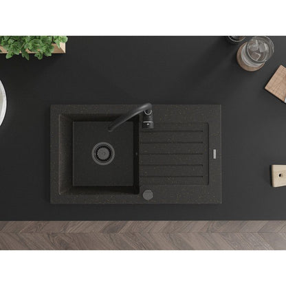 Granitsænke med 1 kumme og afløbsplads Mexen 752 x 436 Pablo Sort/Guld 1 stk.